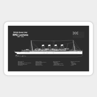 RMS Lusitania ship plans. Cunard Ocean Liner -  PBpng Magnet